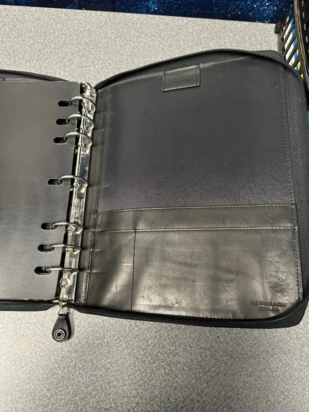 Franklin Covey Vintage Leather 7 Ring Binder Organizer Personal Planner Black